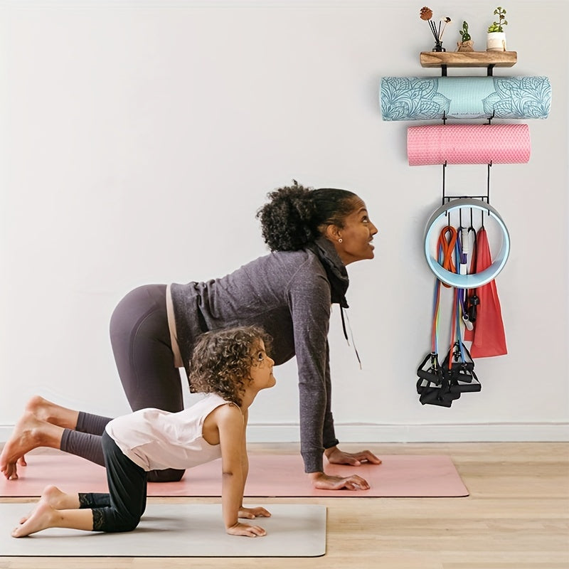 Suporte de Parede para Tapete de Yoga e Acessórios