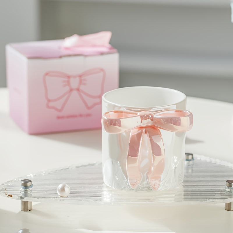 350ml Elegant Butterfly Bow Ceramic Coffee Mug, Hand Wash Only Multipurpose Cup, Reusable, Recyclable Gift Set for Adults for Christmas, Halloween, Thanksgiving, Valentine's Day