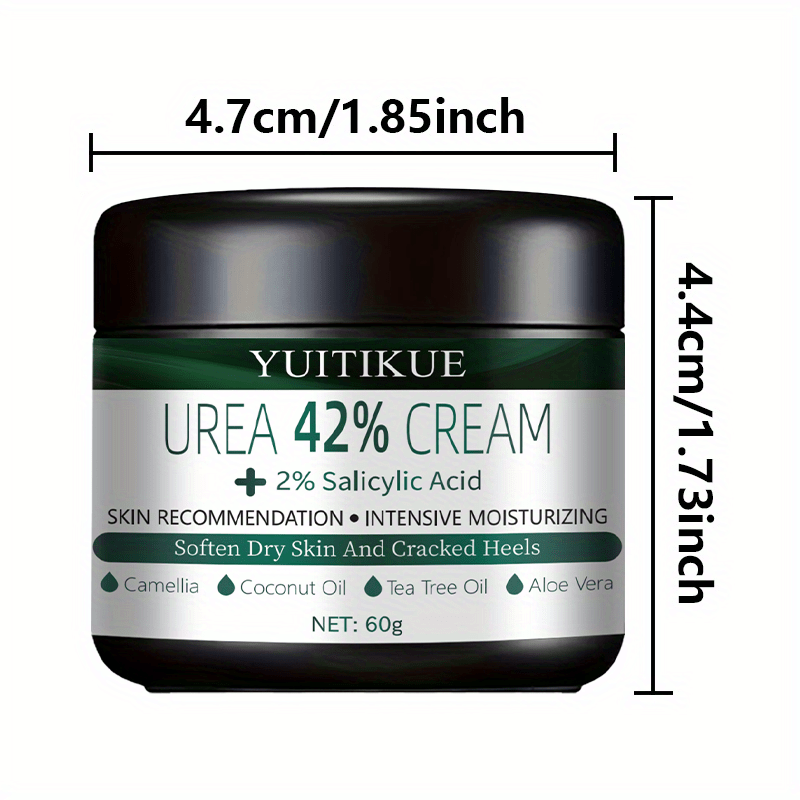 YUITIKUE 42% Urea Foot Cream for Extremely Dry Cracked Heels - Tea Tree Ant-Cracking Moisturizer with Natural Ingredients, Non-Greasy Formula, Hypoallergenic & Safe for Sensitive Light Beige
