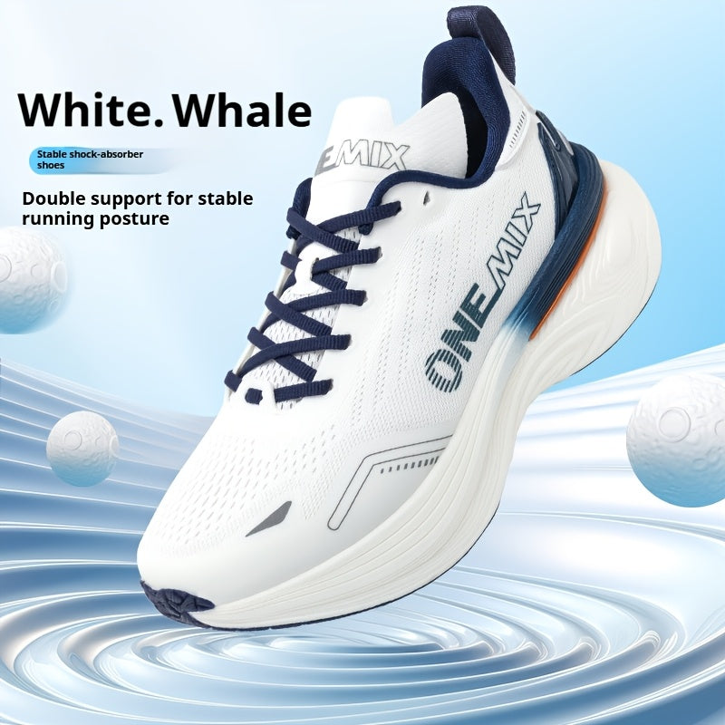 ONEMIX White Whale Running Shoes - Stable Support, Shock-Absorbing, Double Support for Stable Running Posture, Breathable Mesh Upper, Non-Slip Sole, Ideal for Running, Fitness Training, Hiking, and Daily Exercises, Stability