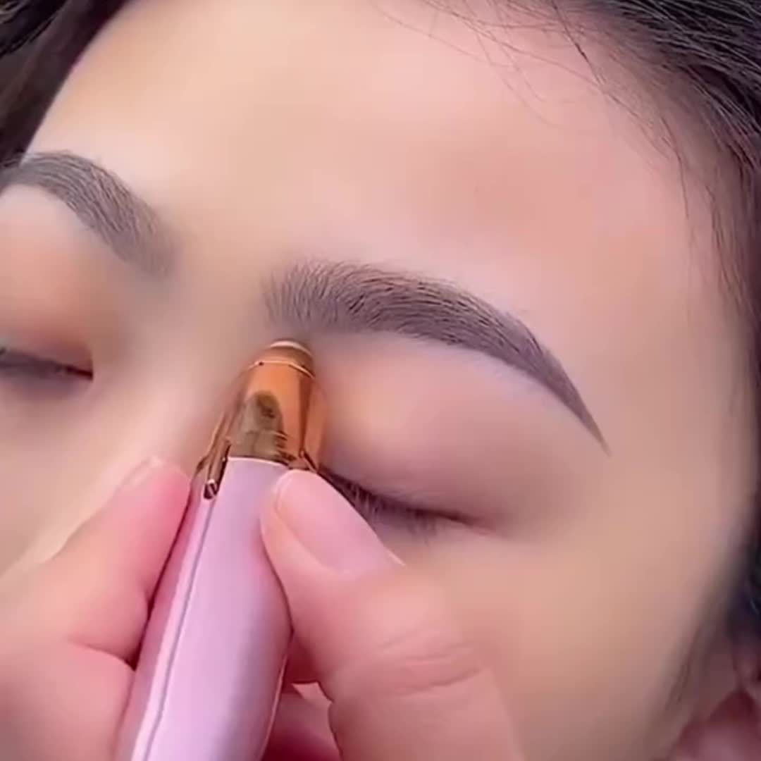 Eyebrow Hair Remover For Lip Nose Facial Hair Removal, USB Rechargeable Painless Precision Portable Electric Eyebrow Trimmer Pen With LED Light, Safe Eyebrow Shaver Razor Tool For Men And Women (Rose Golden) Father's Day Gift
