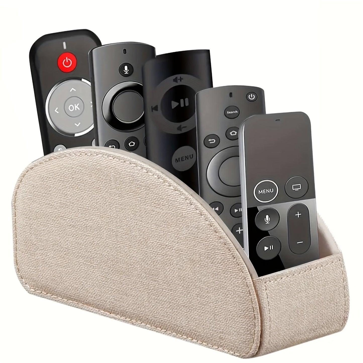 MILITWO 5-Compartment Faux Leather Remote Control Holder - Versatile Desktop Organizer for Appliance Controllers, Brushes, Eyeglasses & Office Supplies - Compact Storage Box with Pen Holder, Ideal for Home & Office Desk Organ