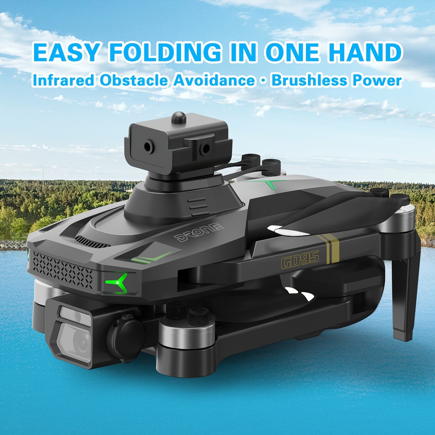 1pc Quadcopter Drone, GD95 Foldable Drone, Equipped with SD Dual Camera And Infrared Obstacle Avoidance Head, 2000mAh Capacity Battery, with Optical Flow Hovering Function, One-key Start, Suitable for Beginners