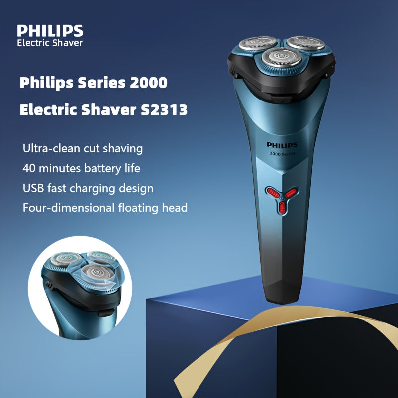 Philips Series 2000 Electric Shaver S2313 PowerCut Blade Four-dimensional Floating Design Air Cushion Shaving Head Low Friction Comfort Ring IPX7 Waterproof Dry and Wet Dual Shave Ergonomic Design Wind Speed Cutting System US