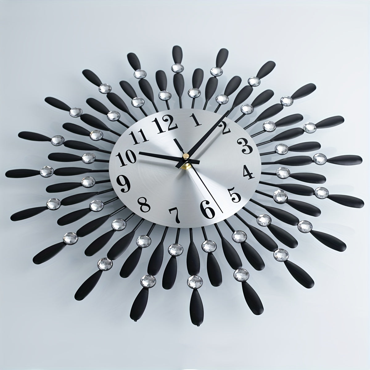1pc 14.56 Inch Black Small Wall Clock For Living Room Decor, Modern Metal Wall Clocks For Kitchen Bedroom Office Decor, Non-Ticking Quiet Wall Clock Easy To Read