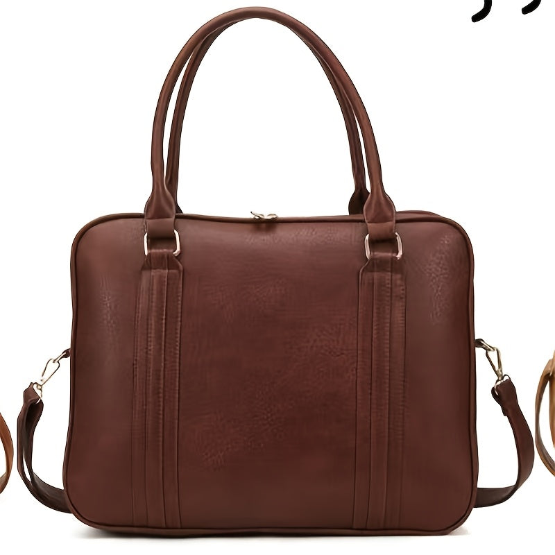 Vintage-Style Large Capacity Laptop Bag for Men & Women - Adjustable Crossbody Shoulder Bag with Detachable Strap, 3 Compartments, Tablet Pocket, Lightweight Durable Design for Office, Commuting & Travel, Laptop Carrying Case