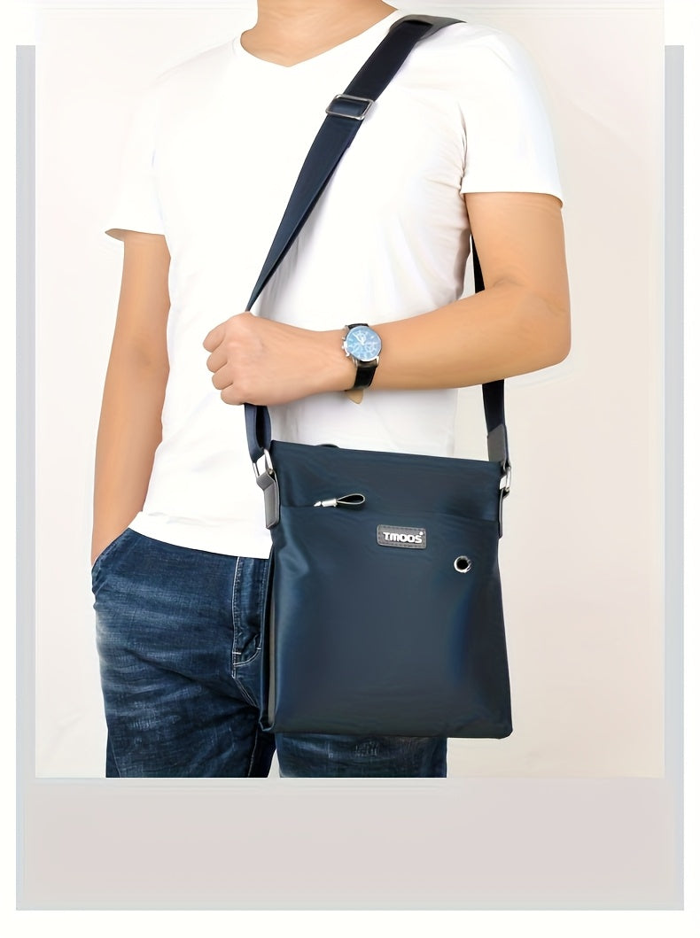 TMOOS Men'S Oxford Fabric Crossbody - Navy & Adjustable Strap, Golden-Tone Hardware, Zipper Closure, Lining, Casual Business Backpack for Everyday Use