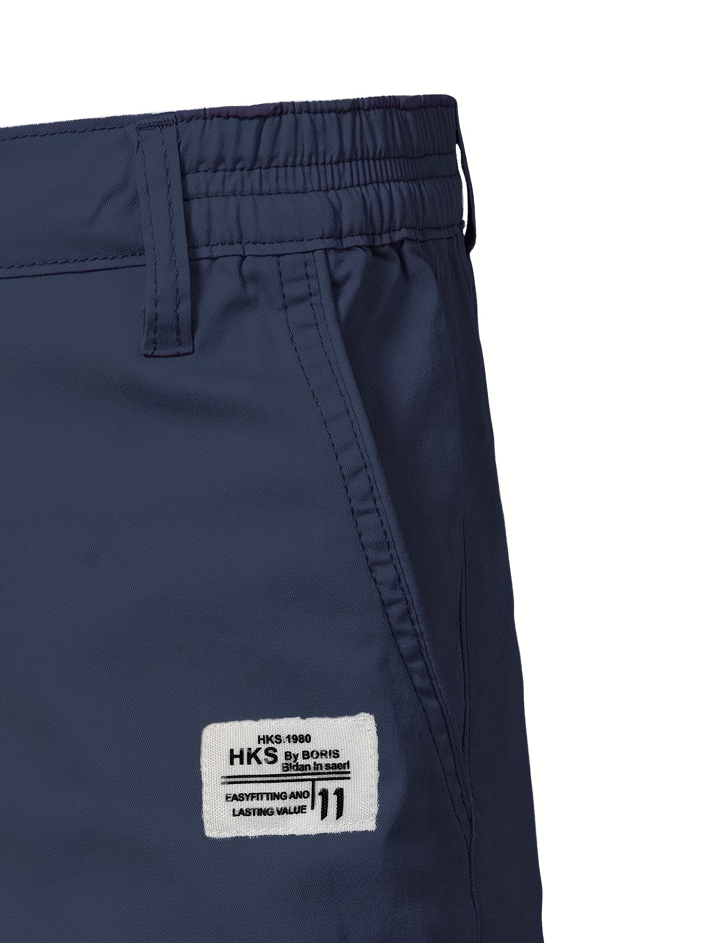 Men'S Classic Solid Color Polyester Short Pants, Casual Golf Wear, Mid Waist, Regular Fit, Slight Stretch Fabric, with Pocket