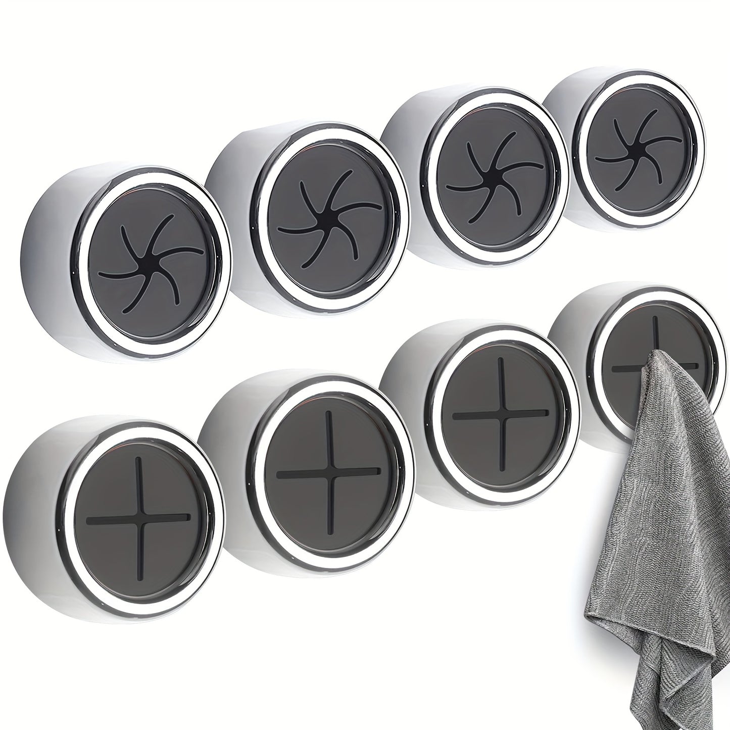 1/3pcs Fashion Style Self-Adhesive Wall Mount Towel Hooks, Plastic Easy Install No-Drill Kitchen & Bathroom Towel Holder for Home, Cabinet, Garage
