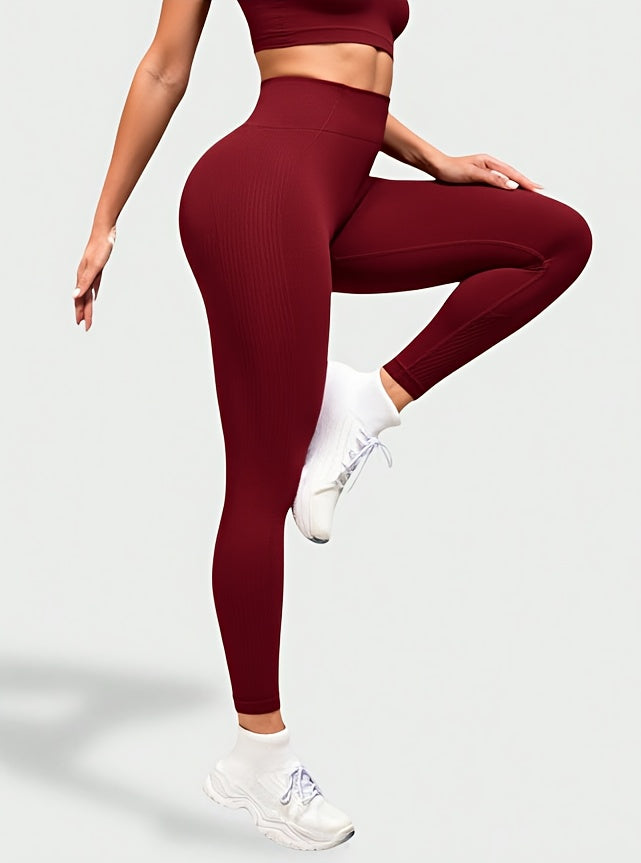 Women's High-Waisted Seamless Leggings - Tummy Control Butt-Lifting Pants with 4-Way Stretch, Full-Length Running Cycling Pants, Opaque All-Season Comfort & Elastic Waistband (Casual & Wear), Slimfit Design, Stretchy Fabric,