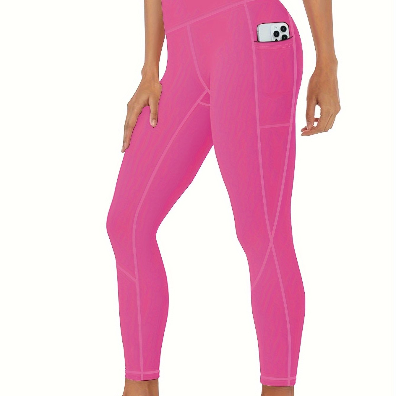 Women's Plus Size Slimming Yoga Leggings with Pockets - High Waist, Breathable & Stretchy Activewear for Running and Fitness