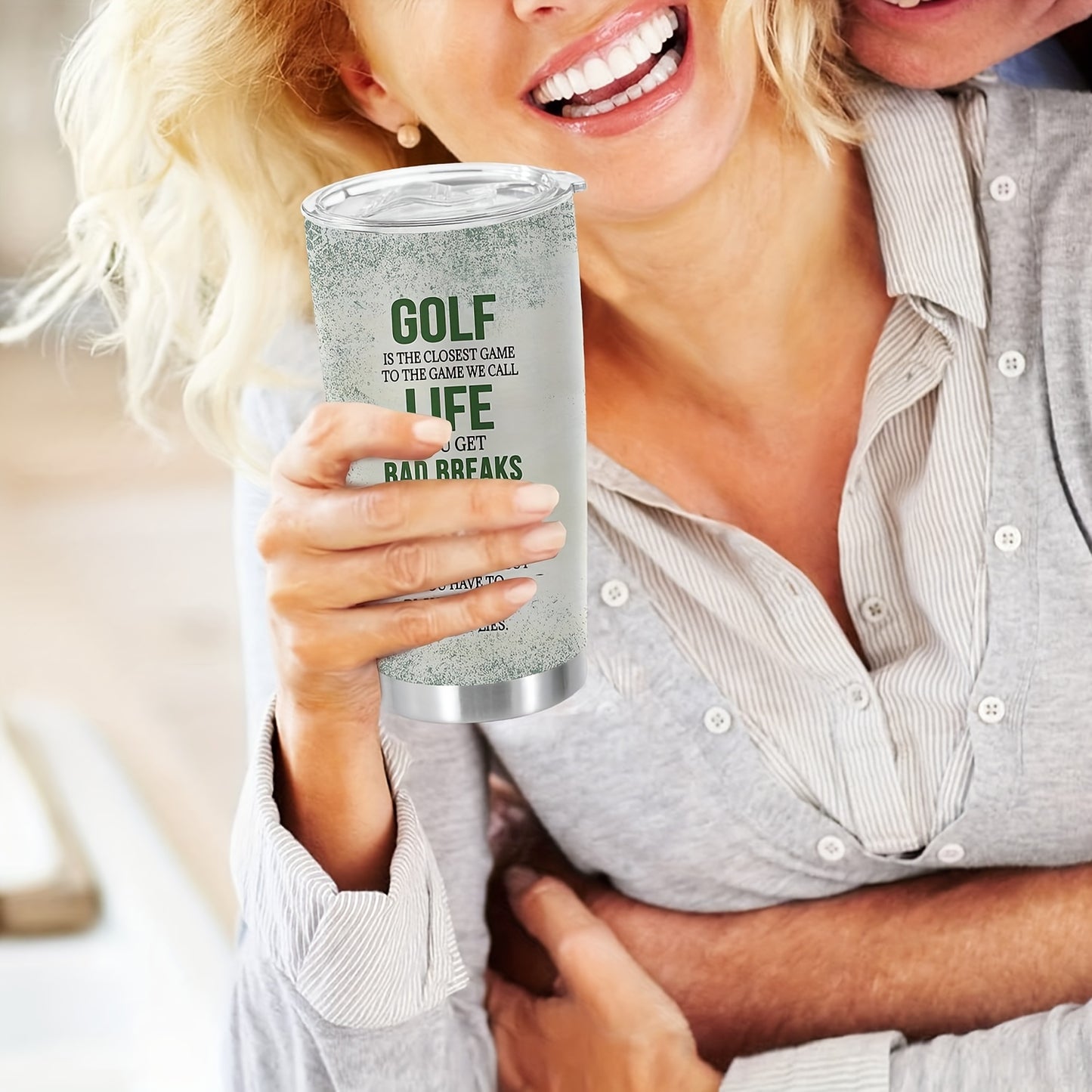 1pc 20oz Stainless Steel Tumbler, Golf Life Print Double Wall Vacuum Insulated Travel Mug, Gifts For Parents, Relatives And Friends, Birthday Gifts, Valentine's Day Gifts, Father's Day Gifts