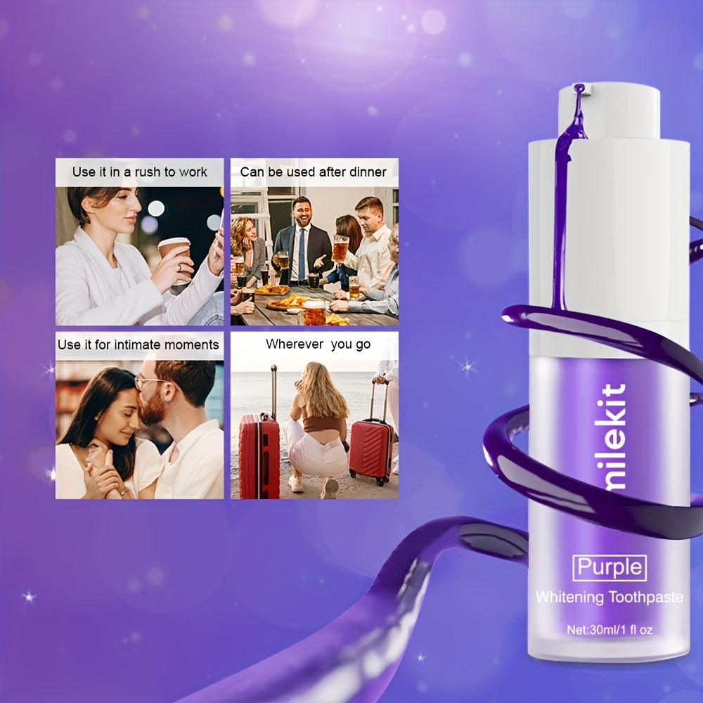 Minty Fresh Purple Whitening Toothpaste - Deep Clean, Gentle on Gums, Freshens Breath, Portable for Travel & Home Use
