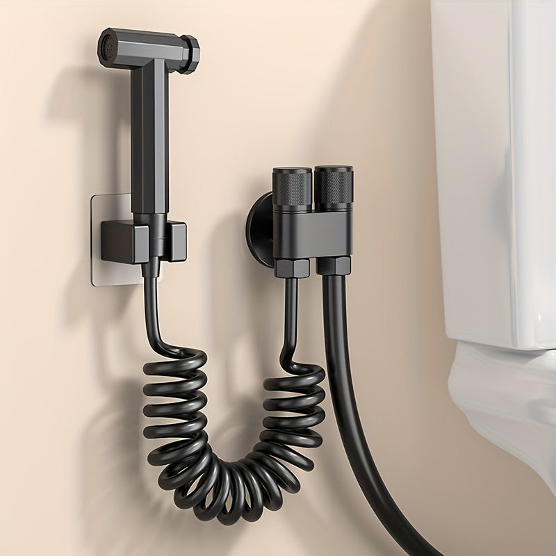 1pc Stainless Steel Handheld Bidet Sprayer - Powerful, Non-Electric Bathroom Cleaning Nozzle with Extendable Hose for Toilet Flushing & Personal Hygiene