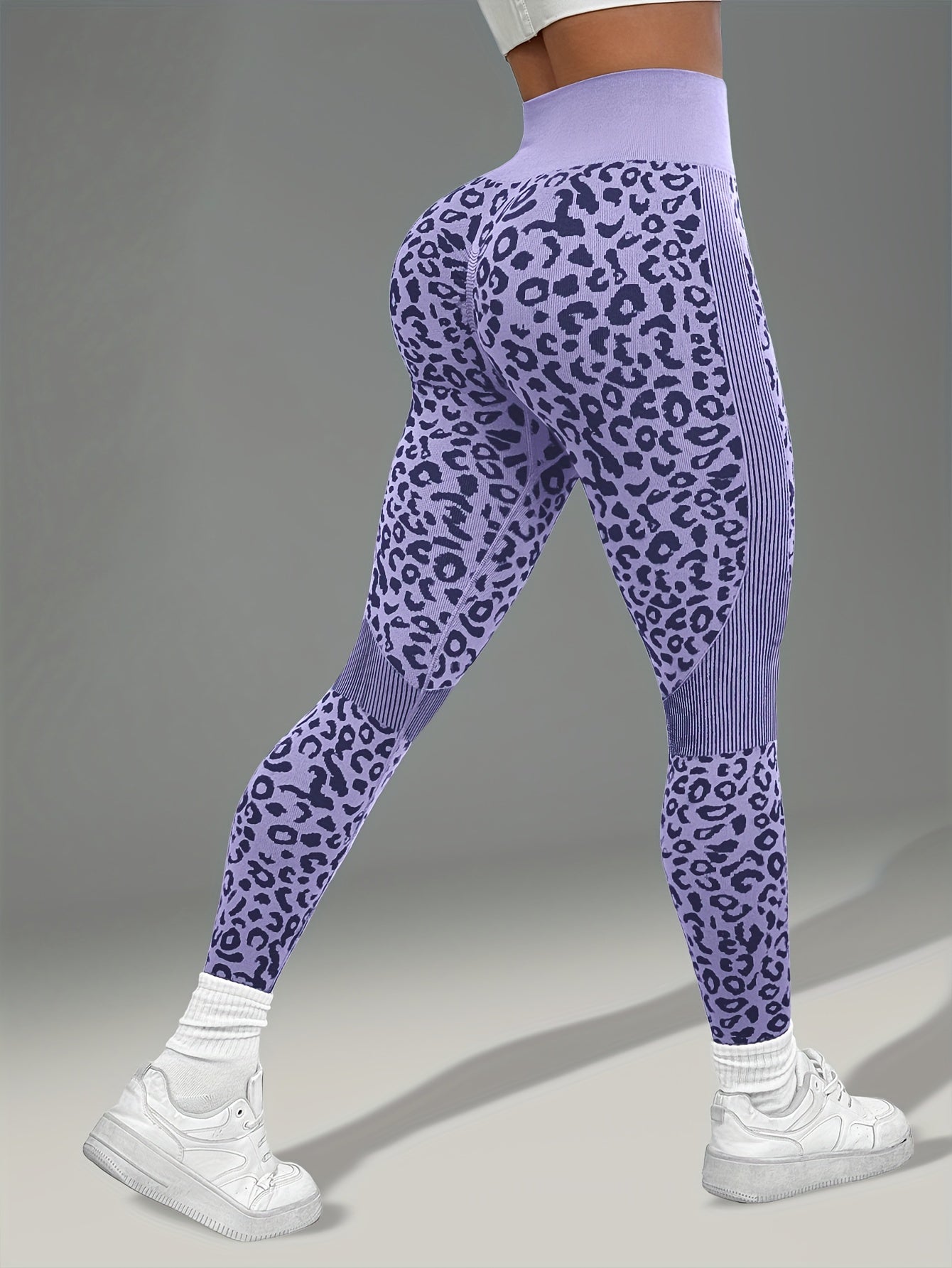 Women'S Leopard Print Yoga Pants - Non-Slip Workout Leggings with Elastic Waistband, Stretchy & Breathable Gym Pants for Yoga, Running, Casual Attire - All-Season Fitness Leggings in Pink & Leopard Print - Non-Slip Grip Activ