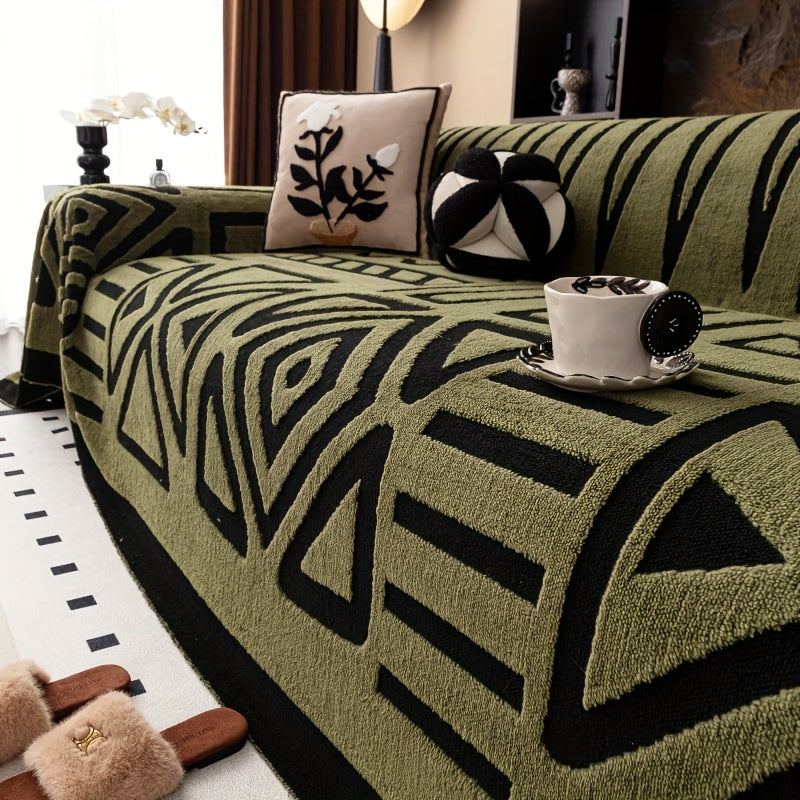 1pc Mirror Yi Thick Plush Sofa Cover - All-Season Pet-Friendly One-Piece Design, Anti-Slip &, Machine Washable Soft Short Fur Fabric, Fit for 3/2/4-Seater & Sectional Sofas, Contemporary Home Decor, Sectional Sofa Cover, Mode