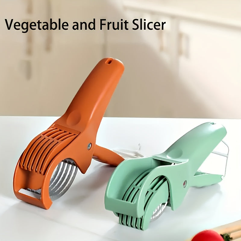 1pc Heavy-Duty Manual Vegetable & Fruit Slicer with Multi-Blade - Quick-Chop Technology, Sharp Stainless Steel Blade - Ergonomic Grip for Carrots, Potatoes, Cucumbers, Tomatoes, Apples - Compact Kitchen Tool for Home & - Easy
