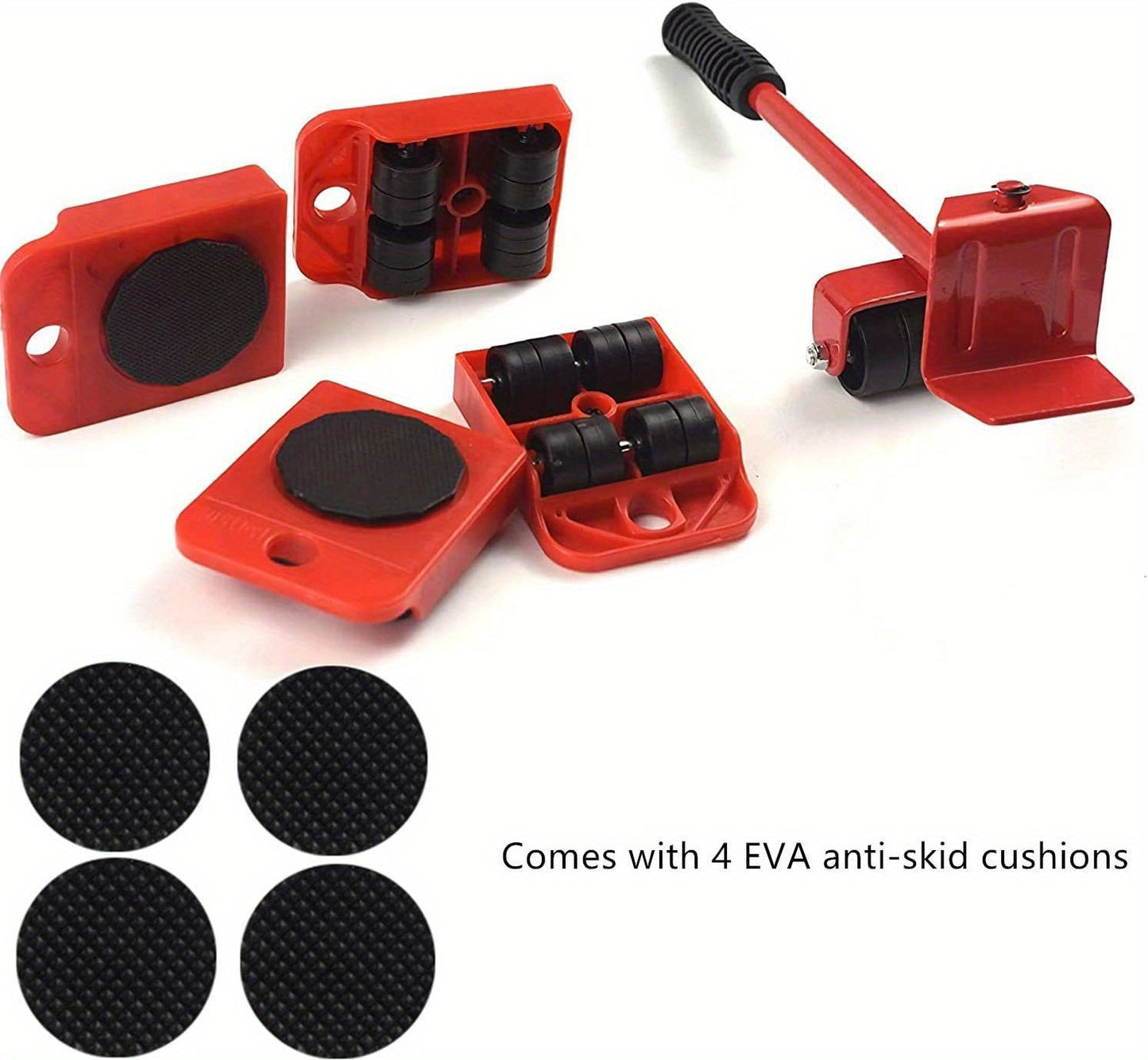 Set Of 5, Furniture Lifter, 9.91cm x 7.8cm Furniture Slides Kit, Furniture Move Roller Tools, 360 Degree Rotatable Pads, Easily Redesign And Rearrange Living Space Sofa Easy, Plastic And Carbon Steel