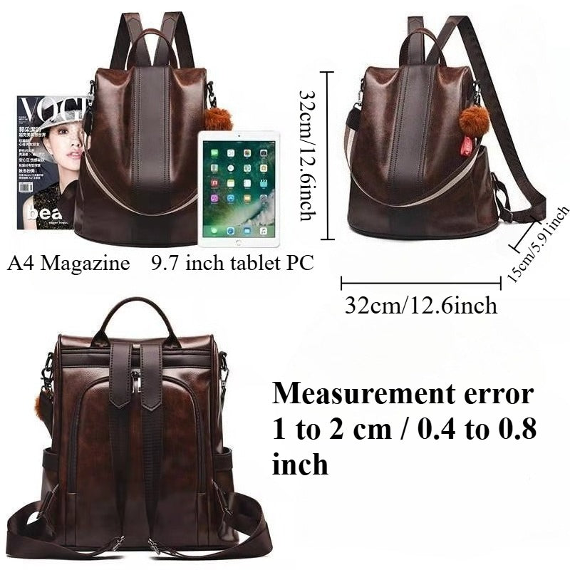 Women's Synthetic Leather Backpack Anti-Theft Large Capacity Bookbag with Adjustable Padded Shoulder Straps, Golden-Tone Hardware (Burgundy/Love-Themed) - Elegant Synthetic Leather Handbag for Travel,, College, Gift for Wife/