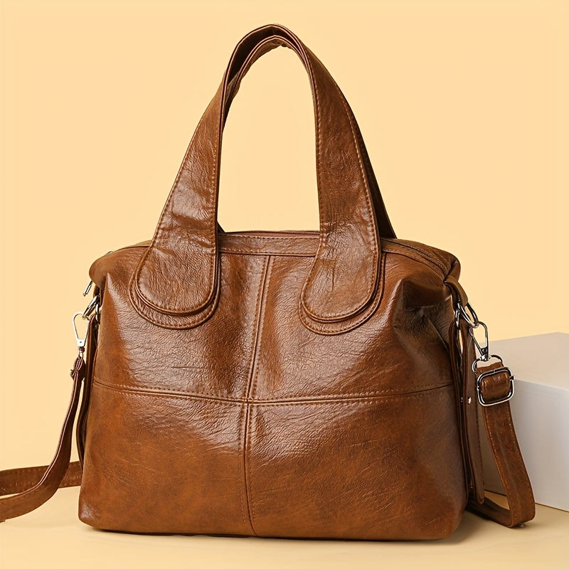 Women's Professional Tote Bag with Adjustable Shoulder Strap - Large Capacity Work Handbag, Zipper Closure, Purse for Office, Travel, Everyday - Available in Brown, Black, Beige, Gray, Camel - KINGANT, Durable Polyester Linin