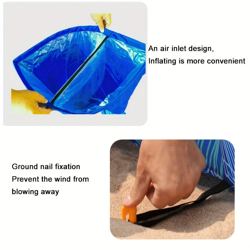 1pc Versatile Inflatable Lounger - Portable Air Sofa for Camping & Outdoor Adventures, Durable Polyester, Water & Land Use, Ideal for Festivals, Travel, and Family Events, Festival Air Mattress | Versatile Inflatable Sofa | E