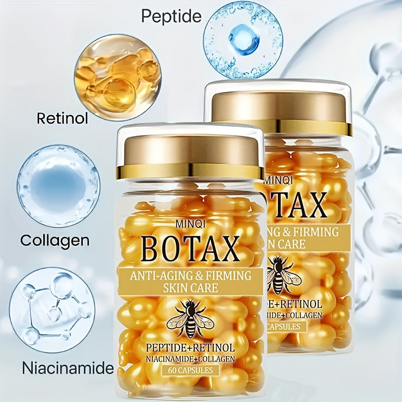2-Pack of 120 BOTAX Firming Capsules, Skincare Product with Retinol, Collagen, Bee Venom, and Acetyl Cysteine, Enriched with Hyaluronic Acid for Light Beige Tightening, Suitable for All Light Beige Types, Lightweight Texture,