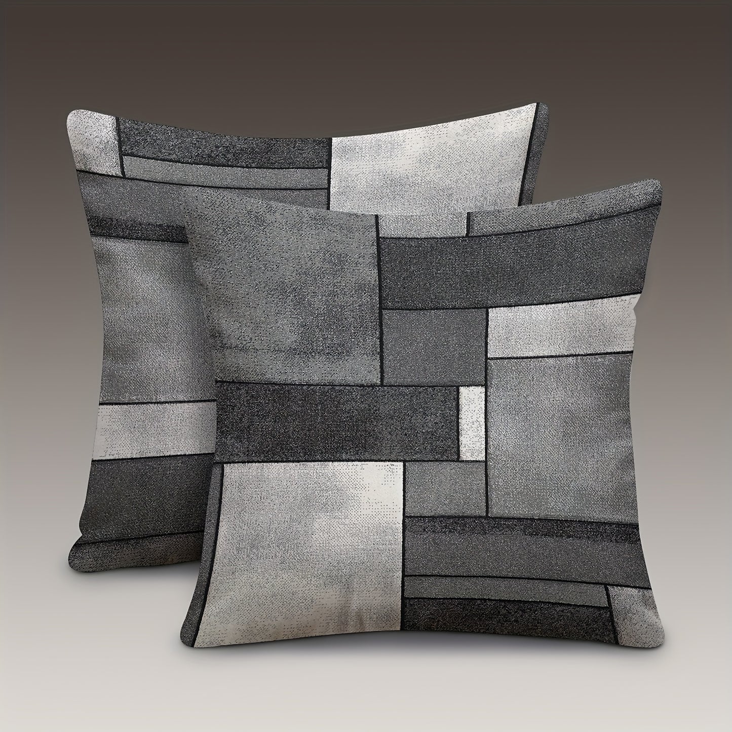 2pcs Modern Geometric Throw Pillow Covers, 45.72x45.72 cm, Dual-Sided Design, Soft Polyester, Zip Closure - Perfect for Living Room & Bedroom Decor (Inserts Not Included)