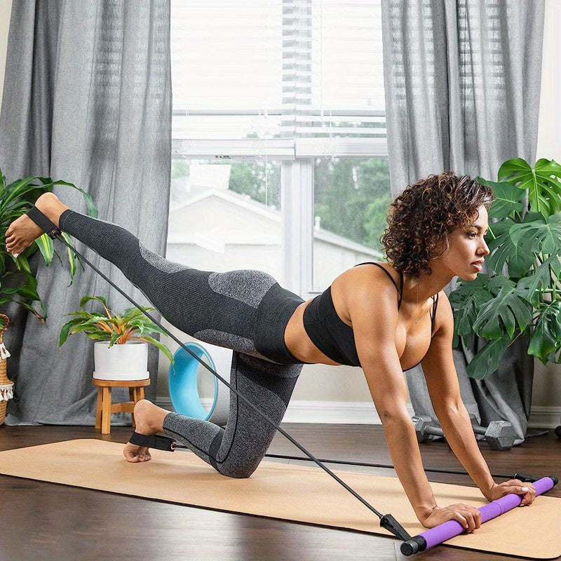 1pc Pilates Bar Kit With Resistance Bands, Stainless Steel Exercise Stick, For Women & Men, Home Gym Workouts Squat Yoga Pilates & Body Shaping