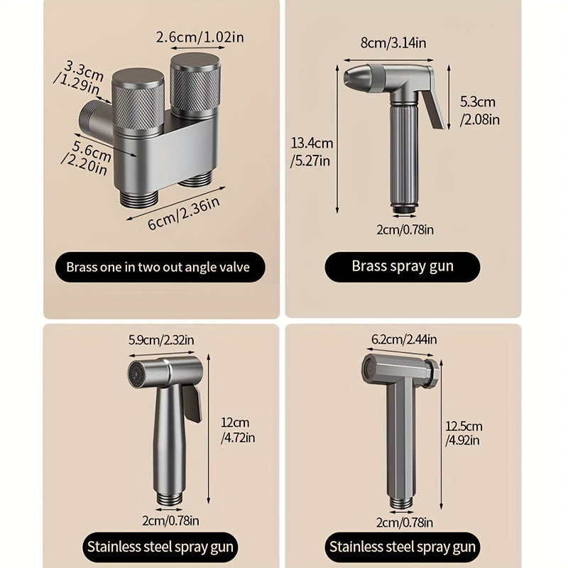 1pc Stainless Steel Handheld Bidet Sprayer - Powerful, Non-Electric Bathroom Cleaning Nozzle with Extendable Hose for Toilet Flushing & Personal Hygiene