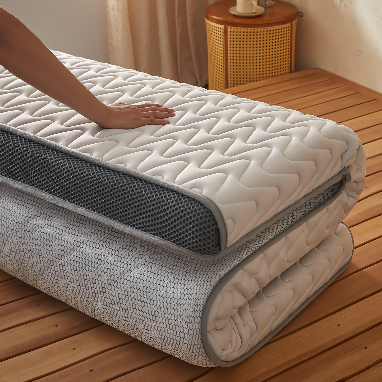 1pc 5cm Memory Foam Mattress Topper - High-Density Support, Slow Rebound Pressure Relief, Ultra-Soft Quilted Surface & Breathable Mesh Design, Foldable Portable Bed Pad, All-Season Comfortable Bedding for Bedroom, Dorm & Gues