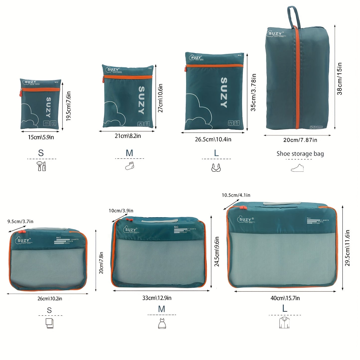 Travel Organizer Bag 7pcs Set Portable Suitcase Organizing Bag Clothes Storage Bag
