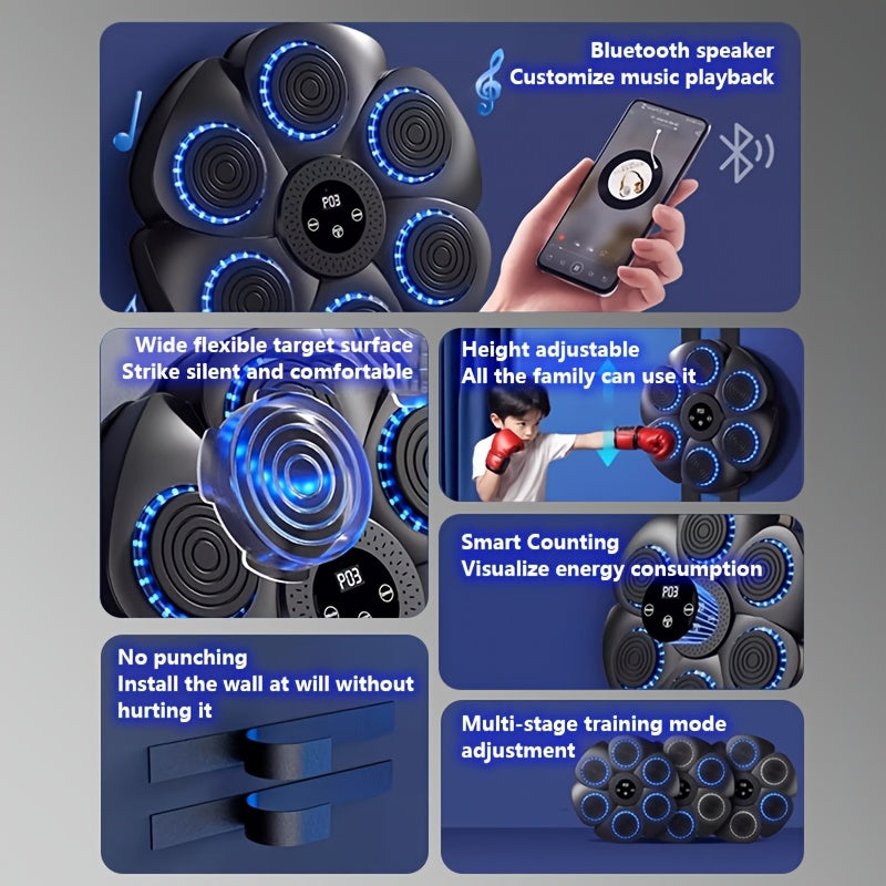 Home Adult Boxing Music Training Target Smart Bluetooth Music Boxing Machine Indoor Fitness Wall Target for Home Gym Boxing Sports Training