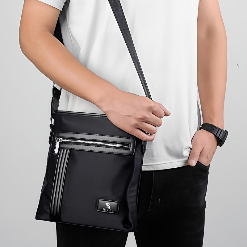 Men's Crossbody Laptop Bag with Tablet Pocket - Heavy-Duty Convertible Messenger Bag, Adjustable Strap & Zippered Compartments, Golden-Tone Hardware - Compatible with 38.1cm Laptop/ Tablet - Navy Blue for Travel, Work, School