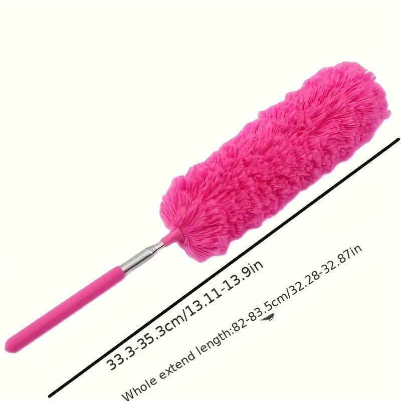 1pc, Stainless Steel Telescopic Fiber Duster - Efficient Dust Removal And Sweeping With PP Wool - Cleaning Tools And Supplies