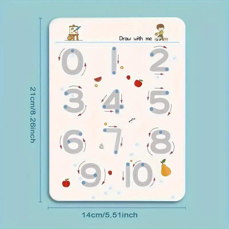 Kids' Reusable Magic Practice Workbook Set with Interactive Writing Activities - -Style Number & Letter Tracing Exercises, Color-Coding Games, ABCs & 123s Learning Book with Answer Key for Homeschool,, Classroom - Durable & E