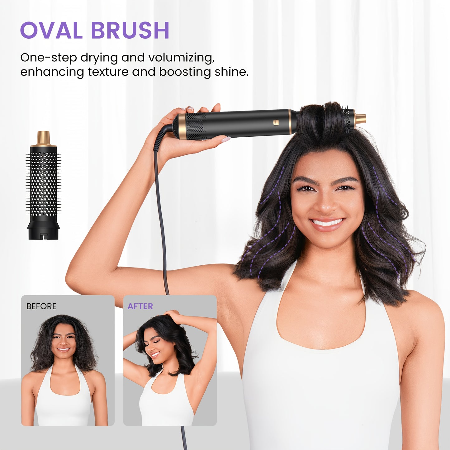 5-In-1 Hot Air Styling Brush with an Upgraded Detachable Design, Featuring a Hair Curler And a 1000W Hot Air Curling Wand, Equipped with an EU Plug.