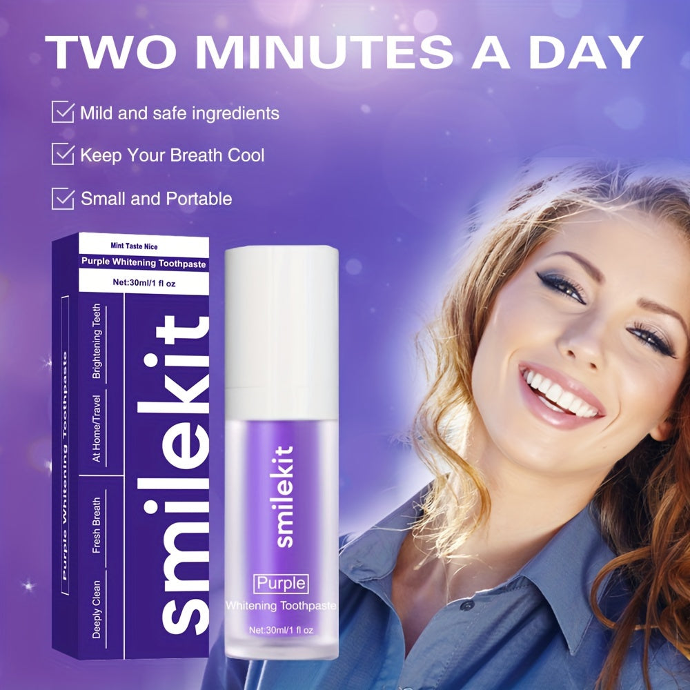 Minty Fresh Purple Whitening Toothpaste - Deep Clean, Gentle on Gums, Freshens Breath, Portable for Travel & Home Use