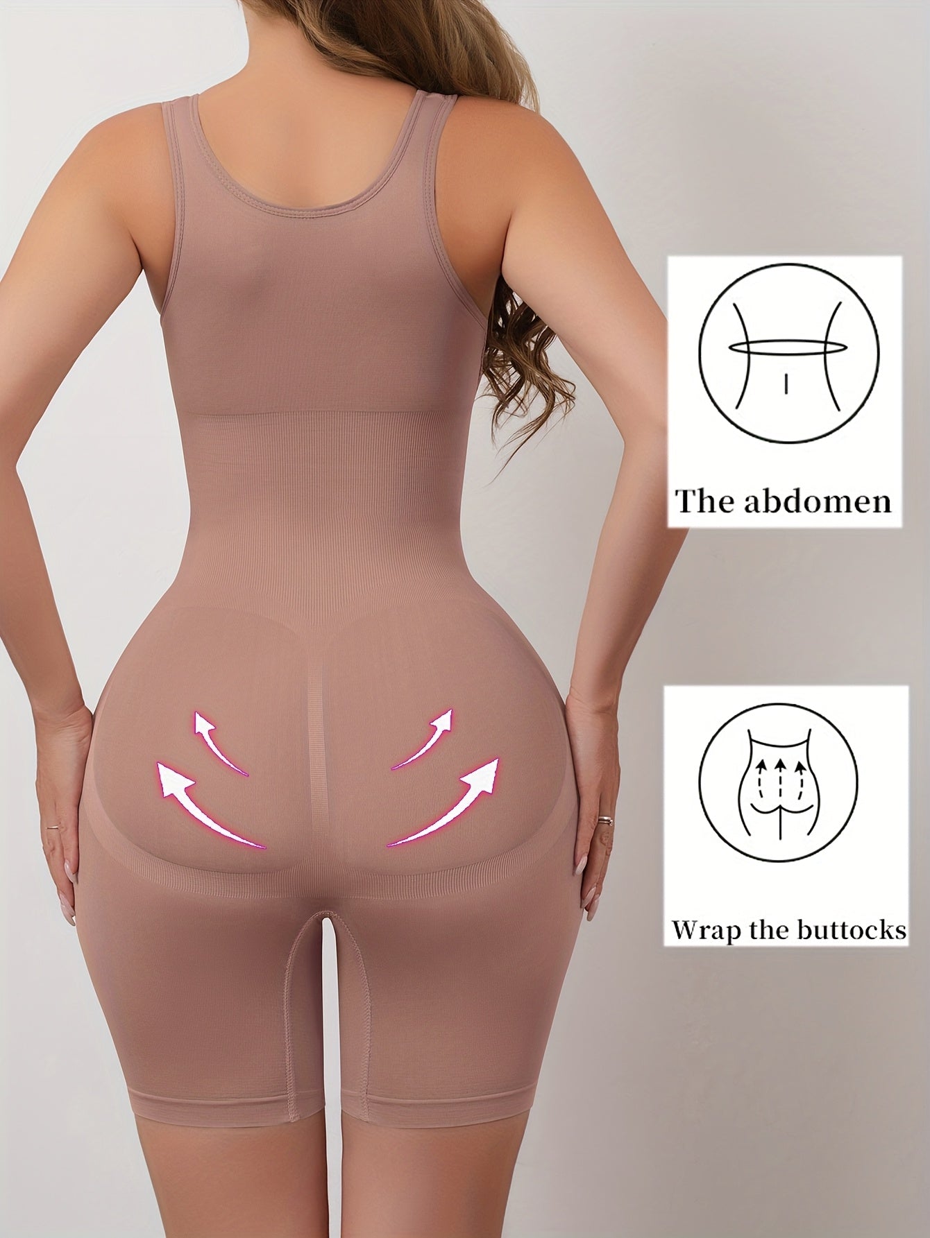 Women's Full-Body Tummy Control Bodysuit - Double-Layer High Compression Shaping Suit with Butt Lift & Waist, Smooth Curves Instantly, Brown/Black/Navy/Beige, Hand Washable One-Piece for Postpartum &
