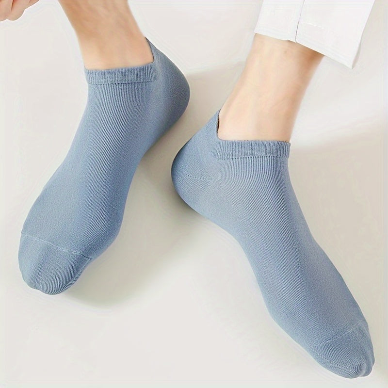 7 Pairs Of Men's Anti Odor & Sweat Absorption Trendy Simple Low Cut Socks, Comfy & Breathable Thin Socks, For Daily & Outdoor Wearing, Spring And Summer
