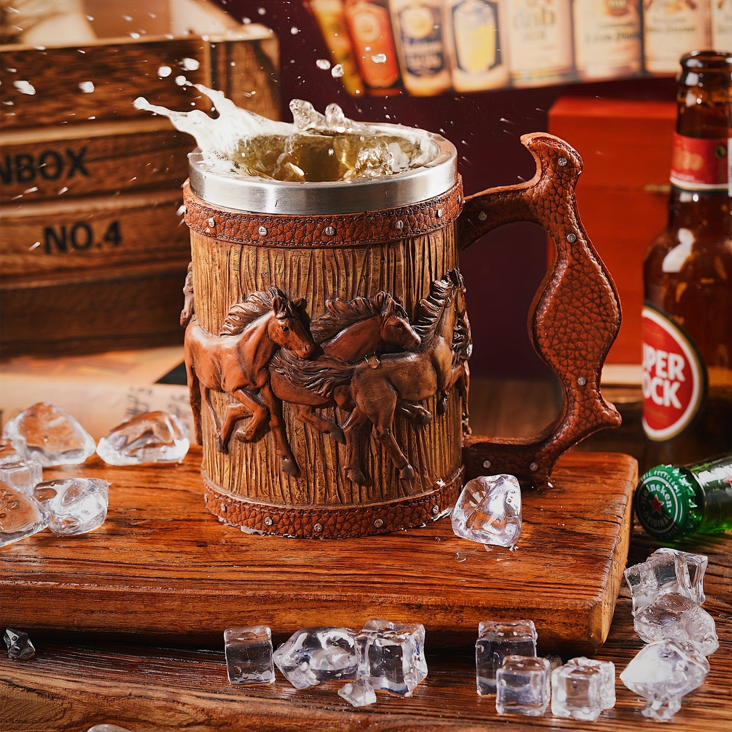 Vintage Horse-Themed Stainless Steel Mug: Perfect for Christmas, Easter, Hanukkah, Thanksgiving, and St. Patrick's Day Celebrations