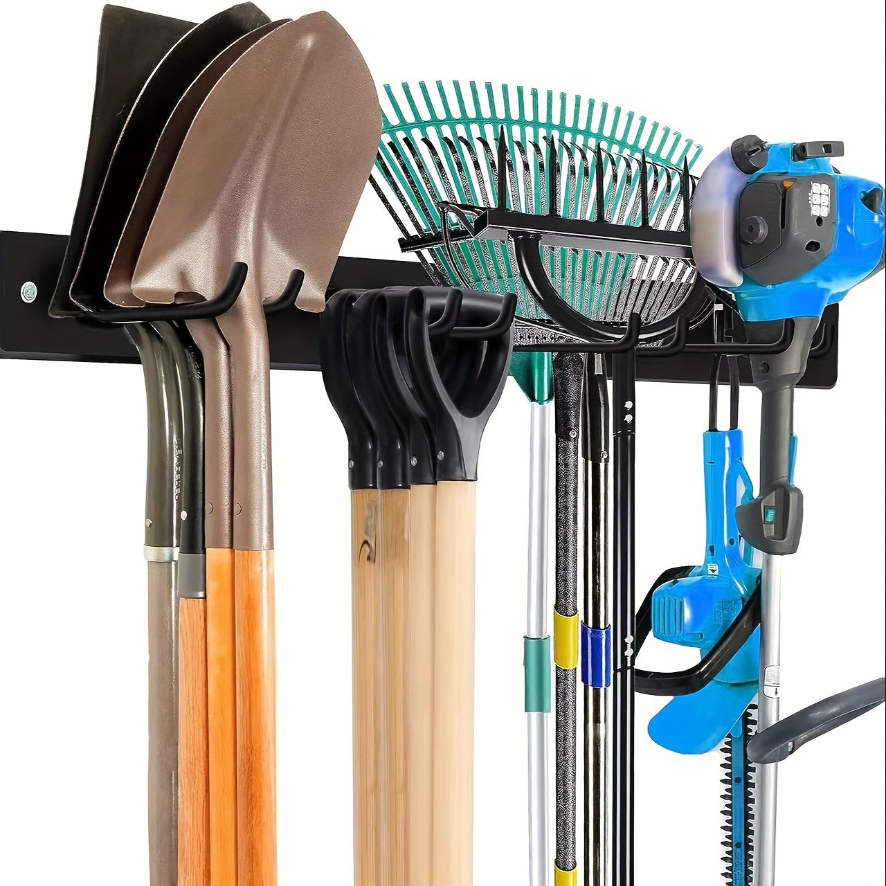 1pc Heavy Duty Wall-Mounted Garden Tool Organizer - Space-Saving Storage Rack for Shovels, Rakes, Brooms & Hoses - Durable Iron with Powder Coating Finish, No Assembly Required, Garden Tool Holder, Sleek Metal Finish, Sturdy