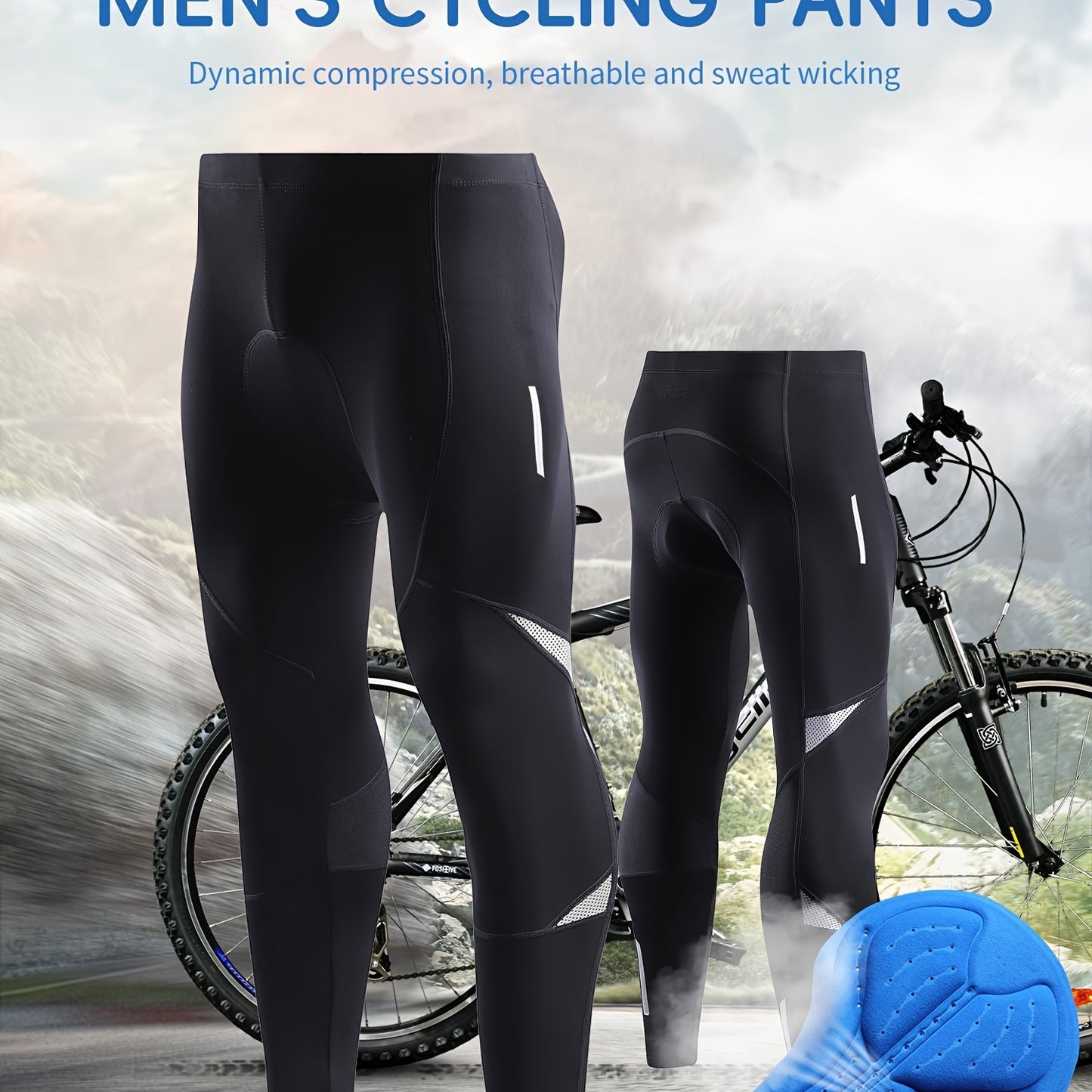 Quick Dry Men's Cycling Pants With Padded Seat - Stretchy Bike Leggings For Comfortable Riding
