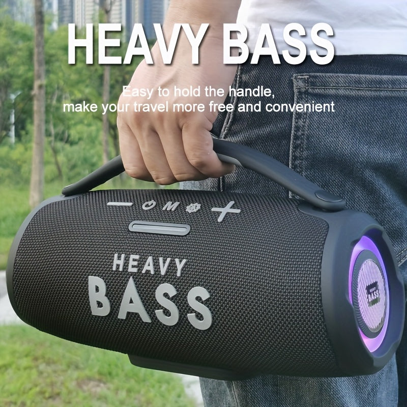 HEAVY BASS 30W Wireless Speaker with Subwoofer, USB-C Charging, Wireless, Built-in Mic, Portable PA System for Home Theater, Camping, Parties - Compatible with PC, Tablet, Smartphone, USB Drive - Ideal for DJs, Presentations,