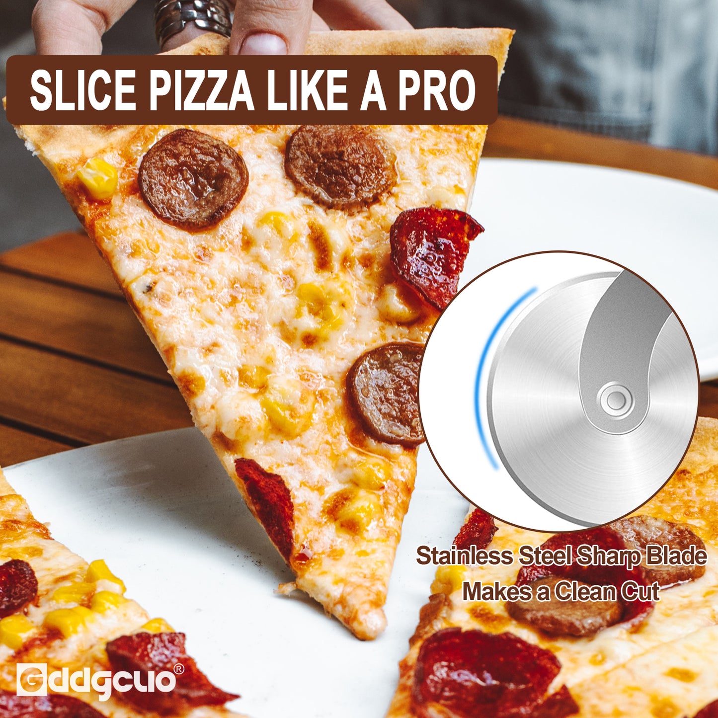GDDGCUO Stainless Steel Pizza Cutter - Durable 430 Grade, Non-Slip Handle, Perfect for Even Slices, Ideal Baking Tool for Home and Professional Use, Pizza Slicing Tool | Ergonomic Handle | Durable Cutting Edge, Pizza Cutter