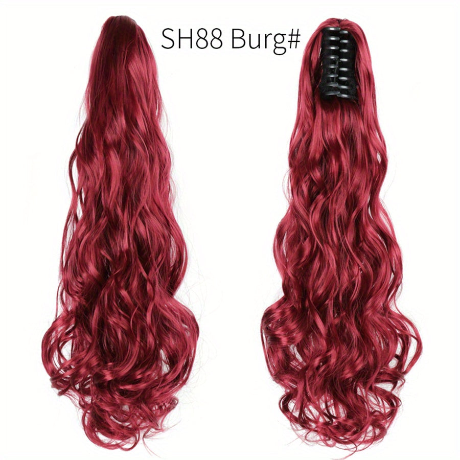 Long Wavy Ponytail Extensions - 55.88 cm Claw Clip In Synthetic Hair Piece For Women - Add Volume And Style To Your Hair Halloween Christmas