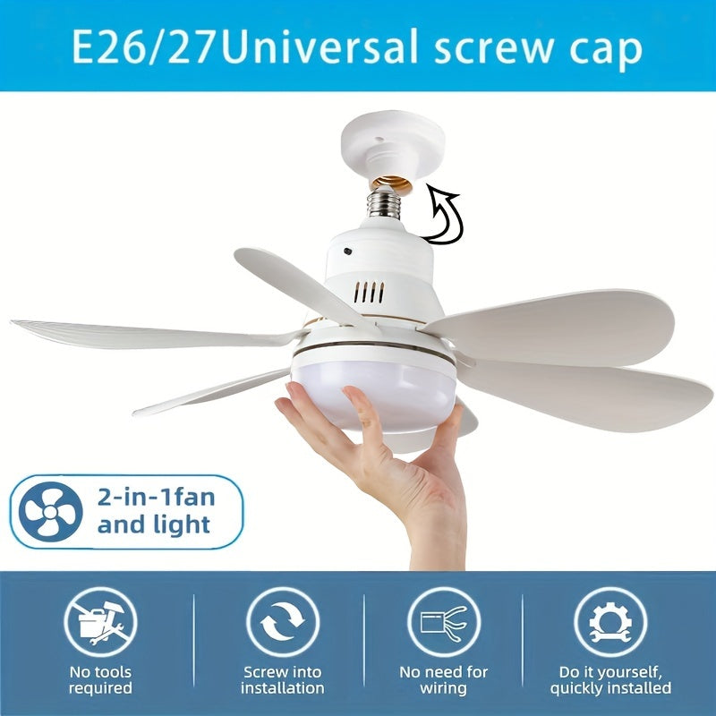 1pc Ceiling Fan With A Remote Control Multifunctional E26/E27 Socket, Adjustable Light And Fan, Simple Style, Easy To Install, Perfect For Bathrooms, Bedrooms, Study Rooms, Living Rooms, Dining Rooms With LED Lights.