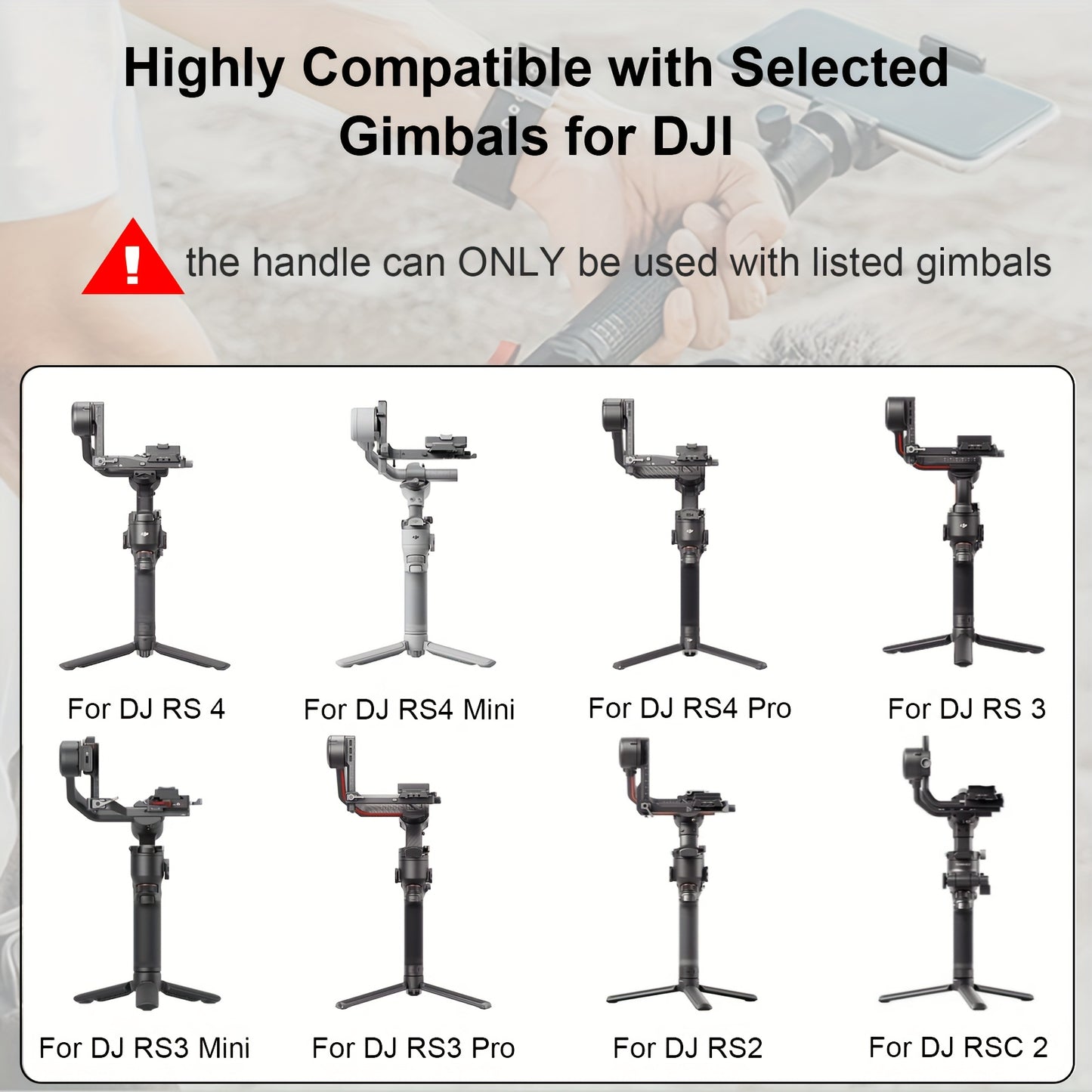 MINIFOCUS Handheld Gimbal Stabilizer Grip with NATO Clamp, Aluminum Alloy Camera Accessory, Expandable Multi-Function Mount, Adjustable Angle for DJI RS4/RS4 PRO/Ronin RS3 Mini/RS3/RS3 Pro/RS 2/RSC2 Gimbal Handle