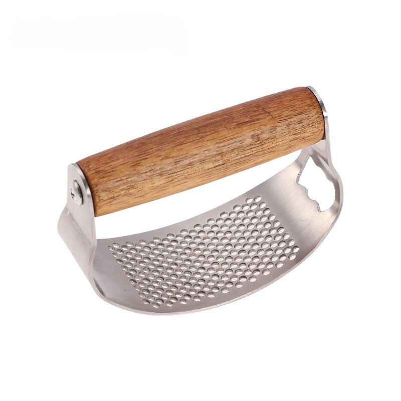 Heavy-Duty Manual Garlic Press with Built-in Bottle/Can Opener - Stainless Steel Garlic Crusher, Non-Slip Grip - Easy-to-Use Garlic Grinder for Kitchen, Camping, Picnics - Heavy-Duty Construction, No Electricity Needed - Idea