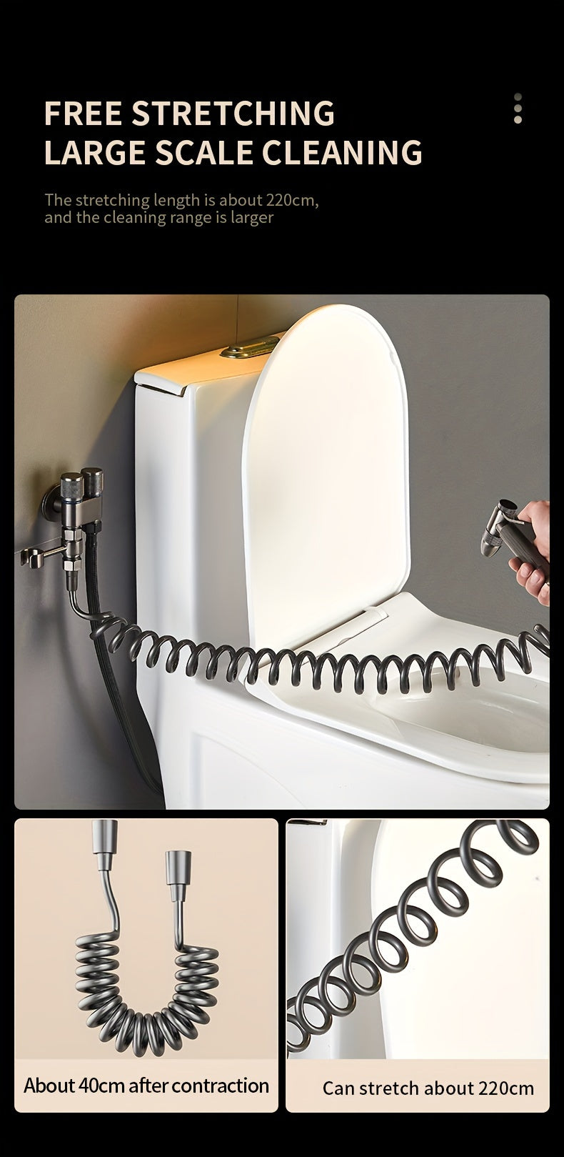 1pc Stainless Steel Handheld Bidet Sprayer - Powerful, Non-Electric Bathroom Cleaning Nozzle with Extendable Hose for Toilet Flushing & Personal Hygiene