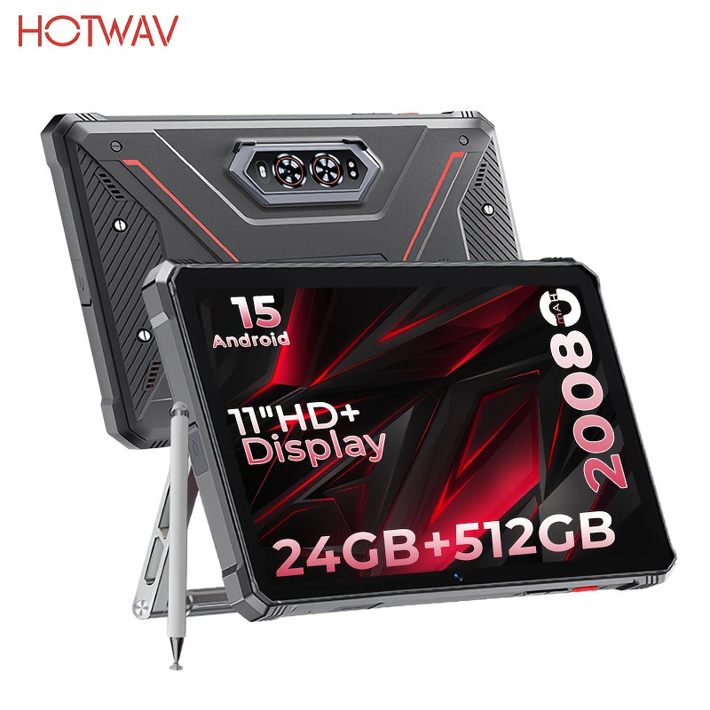 The HOTWAV R9 Ultra Is A Rugged Tablet with An 11-inch HD+ 120Hz Display, Android 15, 24 (8+16)GB RAM And 512 (expandable to 2TB)GB ROM, 64MP+16MP, 20MP Night Vision Cameras, 20080mAh Battery, S713 Chip, Dual 5G SIM Cards, GP